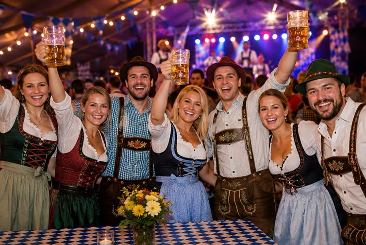 Gæster, der fejrer ved Københavns Oktoberfest