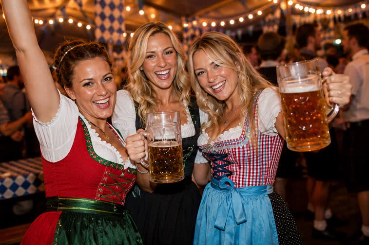Gæster, der fejrer ved Københavns Oktoberfest