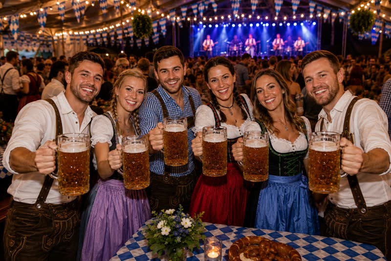 Gæster, der fejrer ved Københavns Oktoberfest